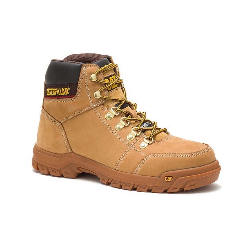 Men's Caterpillar Outline Steel Toe Work Boots Brown | 693415-CYF