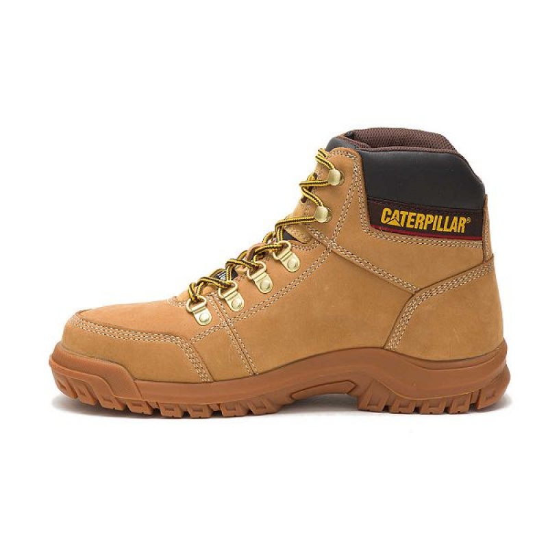 Men's Caterpillar Outline Steel Toe Work Boots Brown | 693415-CYF