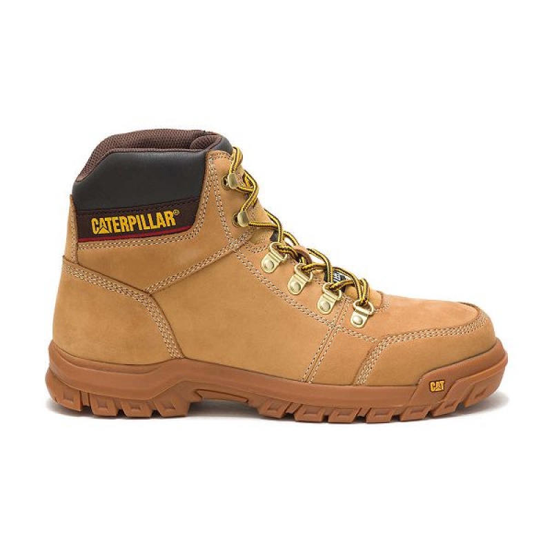 Men\'s Caterpillar Outline Steel Toe Work Boots Brown | 693415-CYF