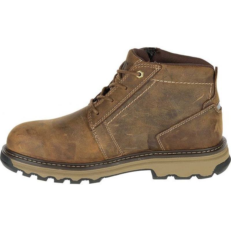 Men's Caterpillar Parker Steel Toe S1P HRC SRA Work Boots Brown | 960245-VQU