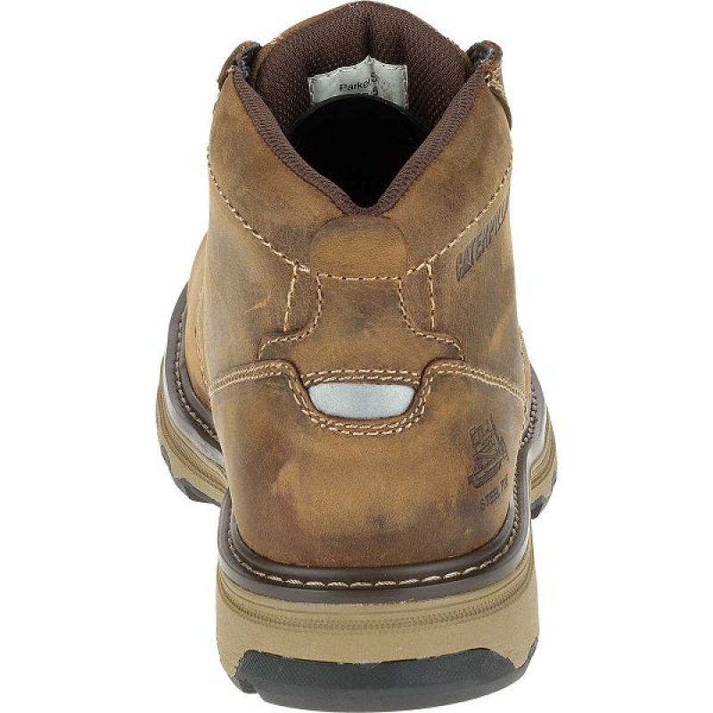 Men's Caterpillar Parker Steel Toe S1P HRC SRA Work Boots Brown | 960245-VQU