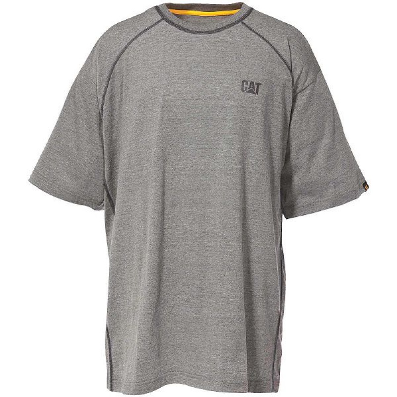 Men\'s Caterpillar Performance Short Sleeve Tee T-Shirt Grey | 769851-CTX