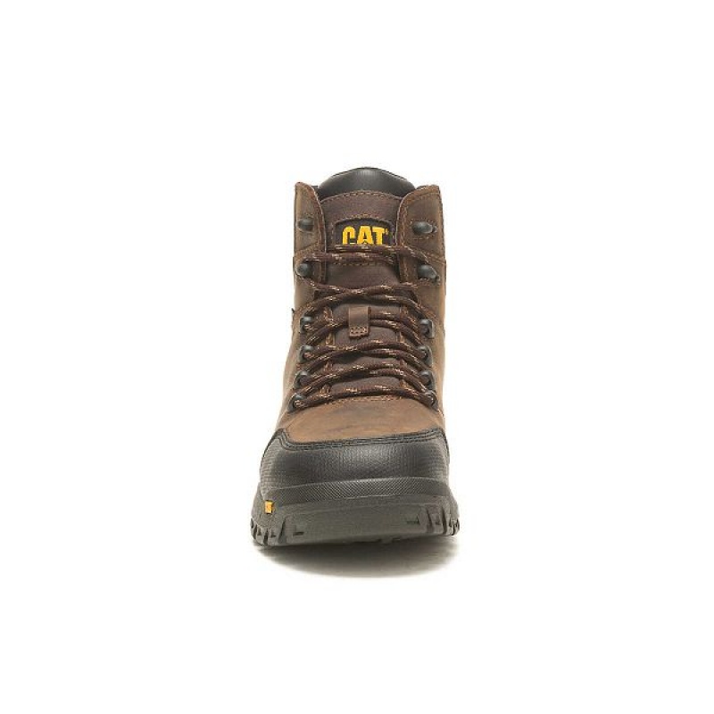 Men's Caterpillar Resorption Waterproof Composite Toe Work Boots Brown | 138295-KVH