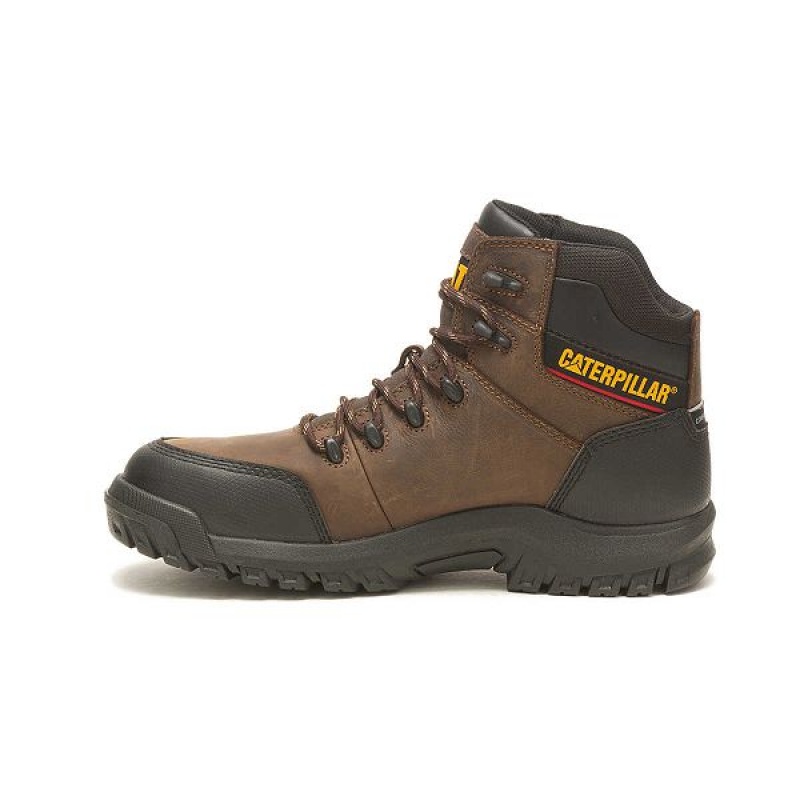 Men's Caterpillar Resorption Waterproof Composite Toe Work Boots Brown | 138295-KVH