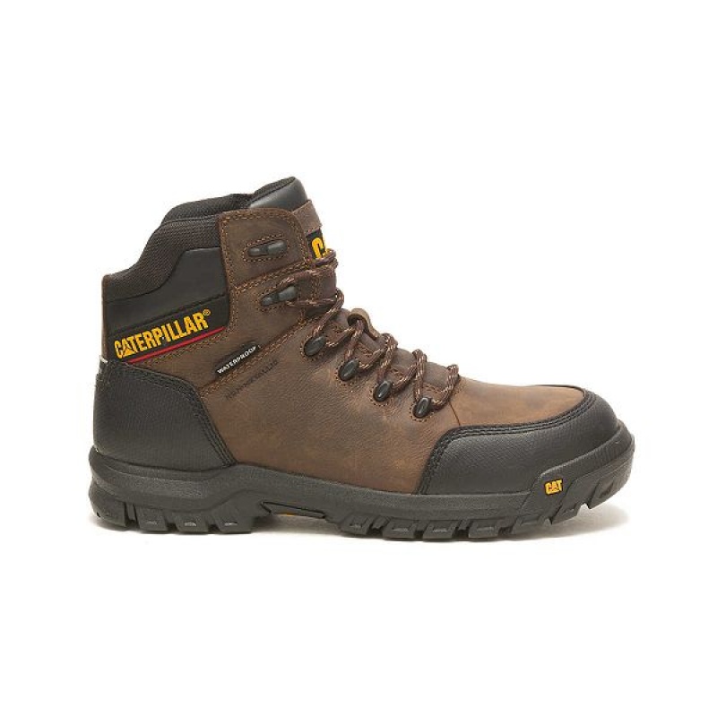 Men\'s Caterpillar Resorption Waterproof Composite Toe Work Boots Brown | 138295-KVH