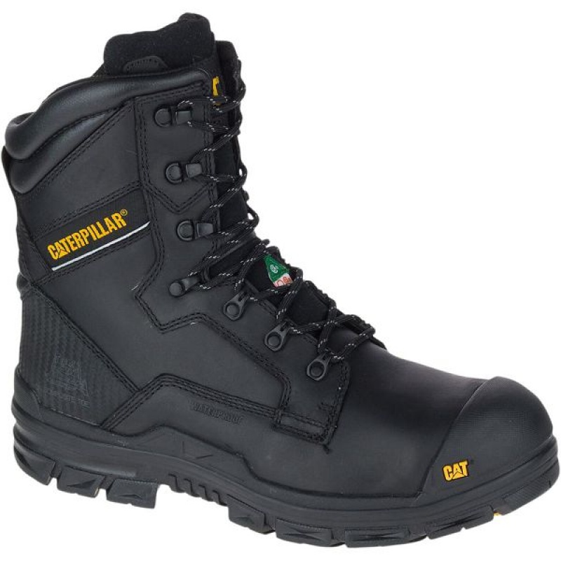 Men's Caterpillar Scaffold Waterproof TX Nano Toe CSA Work Boots Black | 627980-KTH