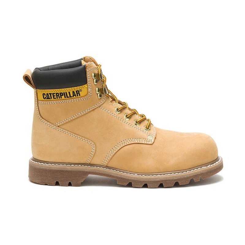 Men\'s Caterpillar Second Shift Steel Toe Work Boots Orange | 840367-EQU