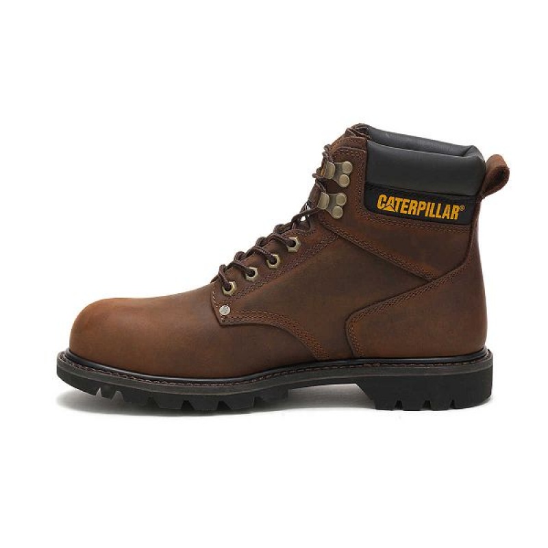 Men's Caterpillar Second Shift Steel Toe Work Boots Dark / Brown | 369281-MGW