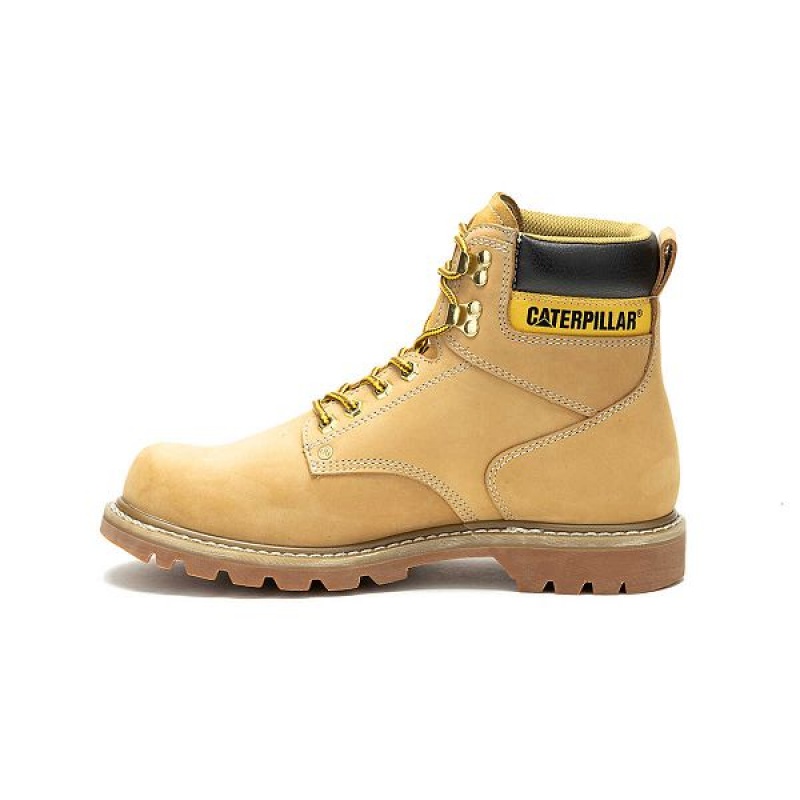 Men's Caterpillar Second Shift Waterproof Work Boots Brown | 423786-SEN