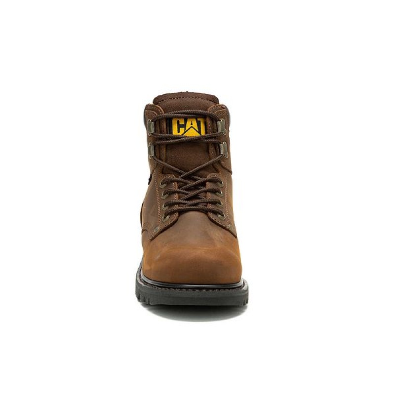 Men's Caterpillar Second Shift Waterproof Work Boots Dark / Brown | 527863-PUM