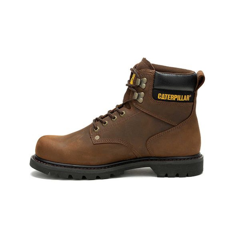 Men's Caterpillar Second Shift Waterproof Work Boots Dark / Brown | 527863-PUM