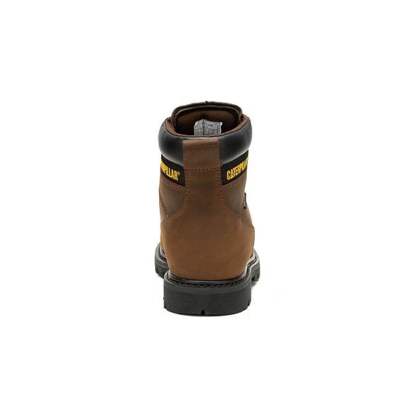 Men's Caterpillar Second Shift Waterproof Work Boots Dark / Brown | 527863-PUM