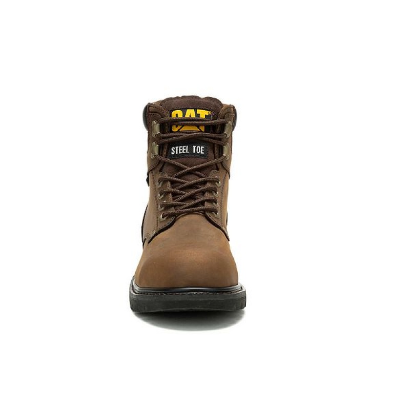 Men's Caterpillar Second Shift Waterproof Steel Toe Work Boots Dark / Brown | 517496-IXS