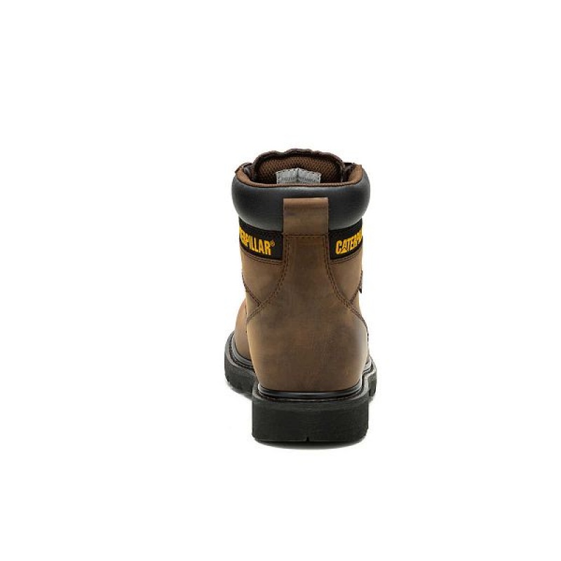 Men's Caterpillar Second Shift Waterproof Steel Toe Work Boots Dark / Brown | 517496-IXS