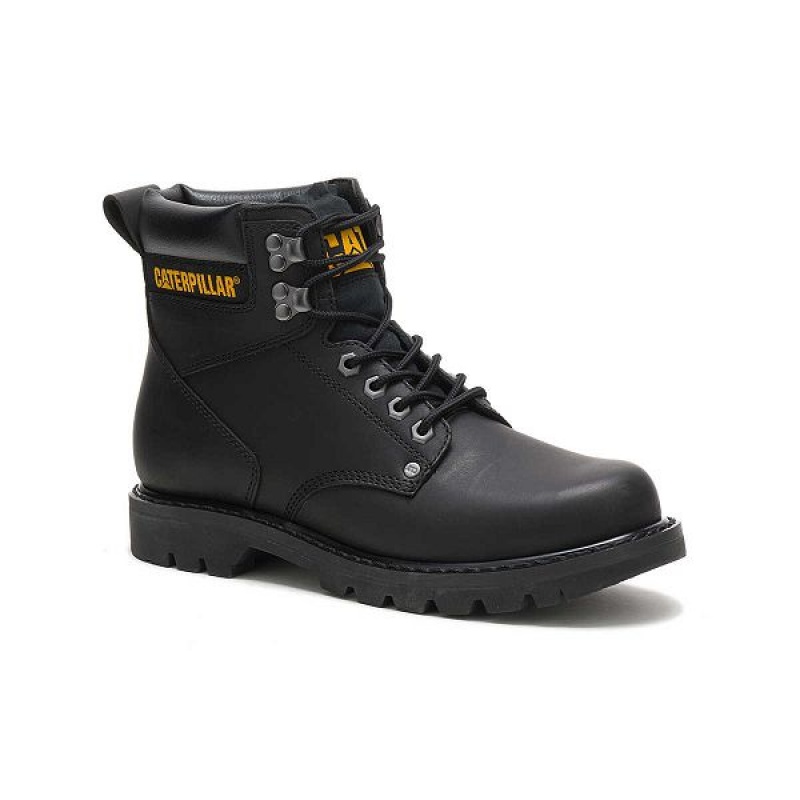 Men's Caterpillar Second Shift Work Boots Black | 608415-MBT