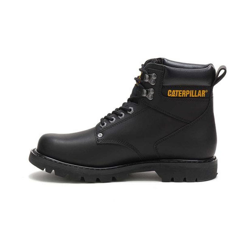 Men's Caterpillar Second Shift Work Boots Black | 608415-MBT