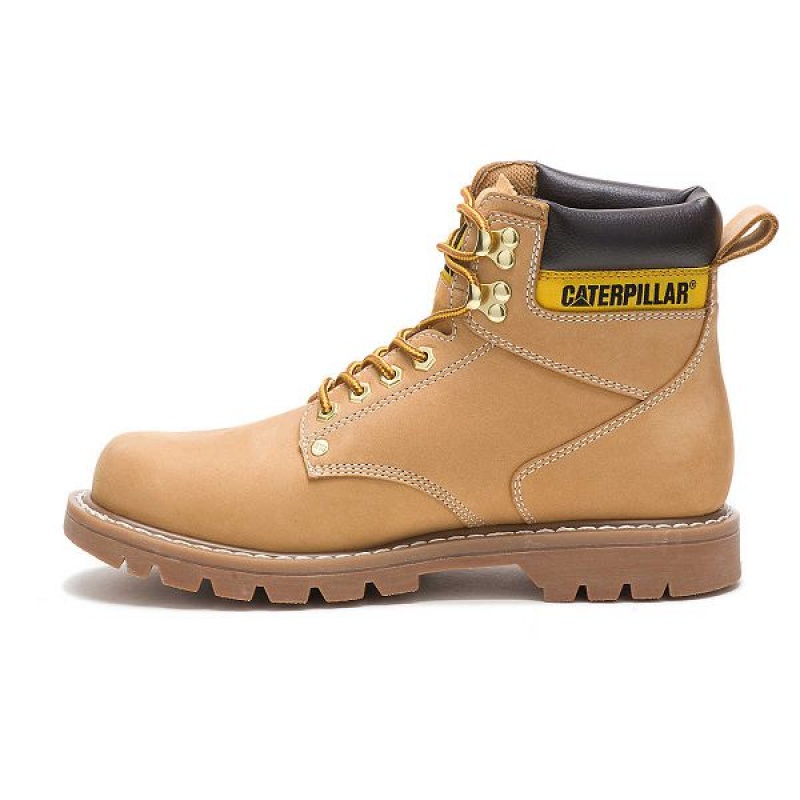 Men's Caterpillar Second Shift Work Boots Brown | 832745-JRE