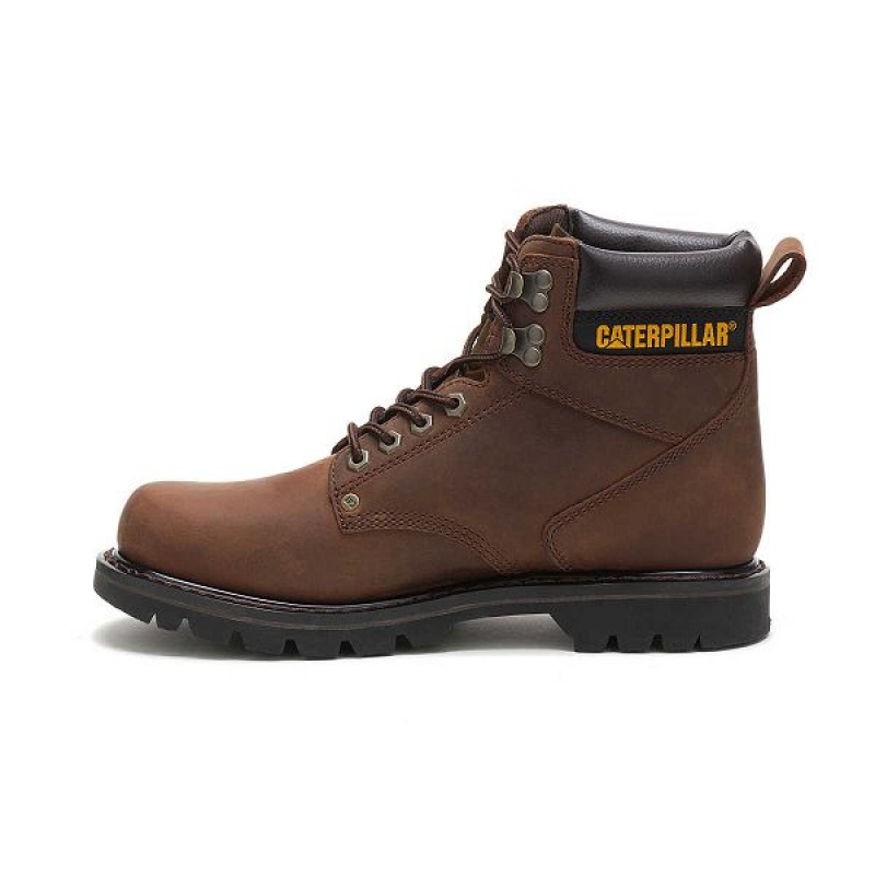 Men's Caterpillar Second Shift Work Boots Dark / Brown | 690342-NSD