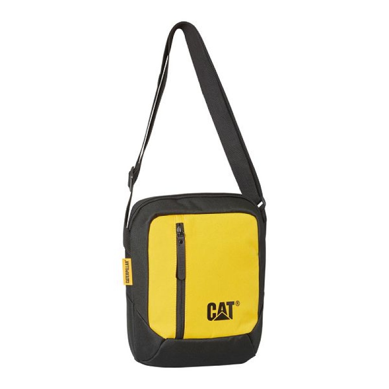 Men\'s Caterpillar Shoulder Bags Black / Yellow | 132476-NMG