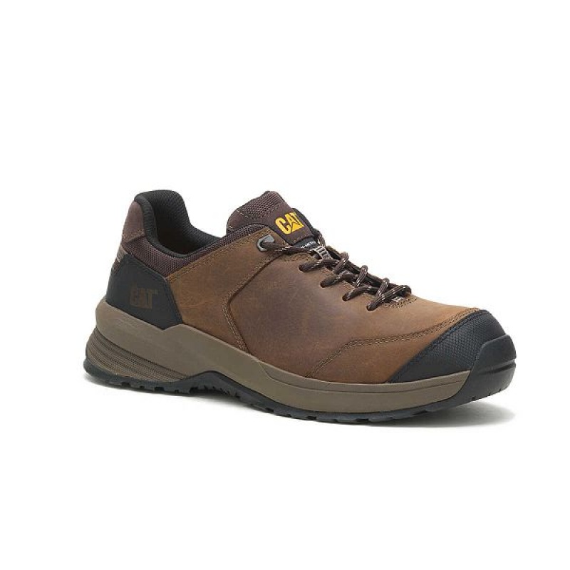 Men's Caterpillar Streamline 2.0 Leather Composite Toe Work Shoes Brown | 129873-VZO