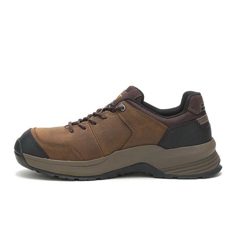 Men's Caterpillar Streamline 2.0 Leather Composite Toe Work Shoes Brown | 129873-VZO