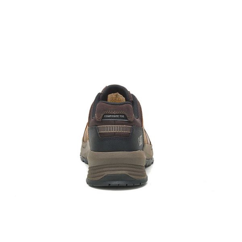 Men's Caterpillar Streamline 2.0 Leather Composite Toe Work Shoes Brown | 129873-VZO