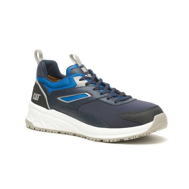 Men's Caterpillar Streamline Runner Carbon Composite Toe Work Shoes Navy | 072938-CTQ