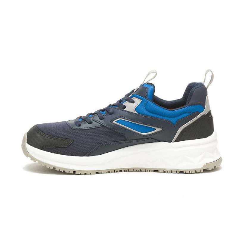 Men's Caterpillar Streamline Runner Carbon Composite Toe Work Shoes Navy | 072938-CTQ