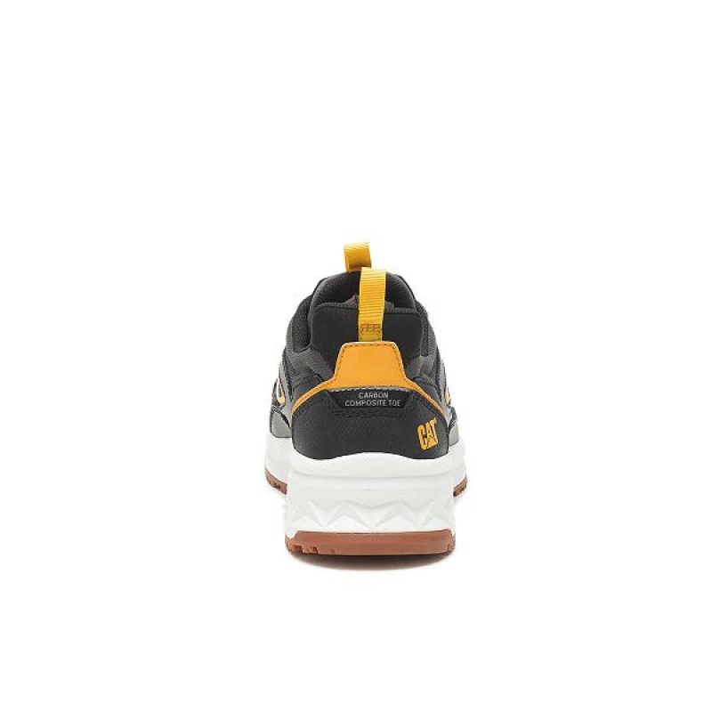 Men's Caterpillar Streamline Runner Carbon Composite Toe Work Shoes Black / Yellow | 149762-VOJ