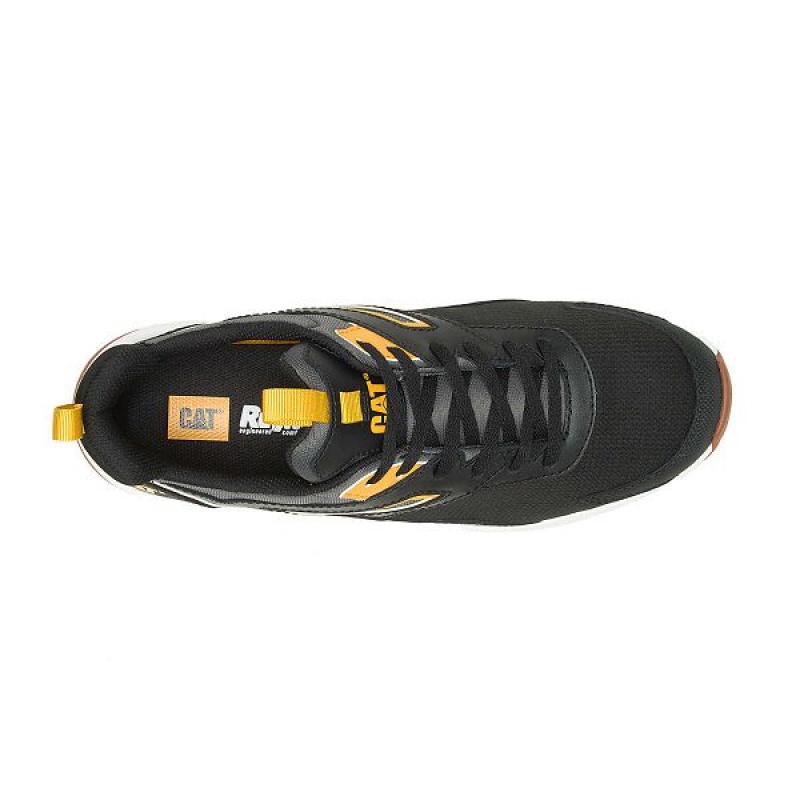 Men's Caterpillar Streamline Runner Carbon Composite Toe Work Shoes Black / Yellow | 149762-VOJ