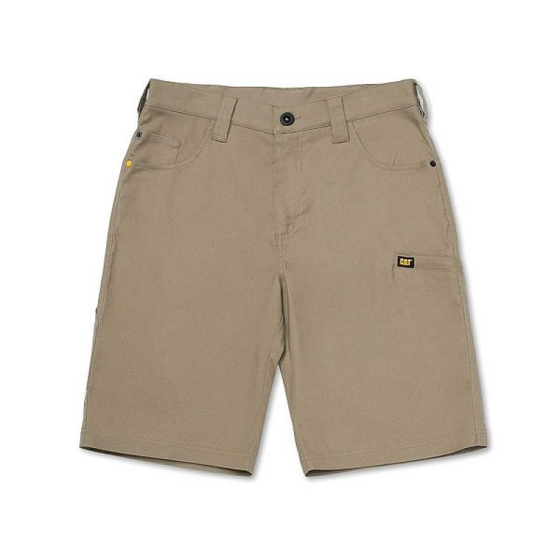 Men's Caterpillar Stretch Canvas Utility Shorts Khaki | 382146-JHM