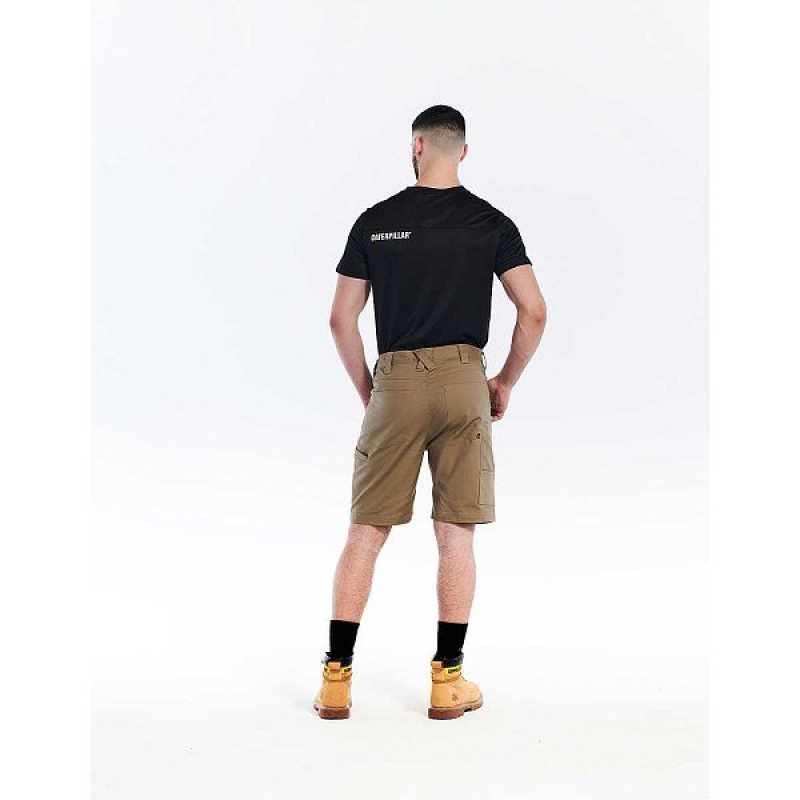 Men's Caterpillar Stretch Canvas Utility Shorts Khaki | 382146-JHM