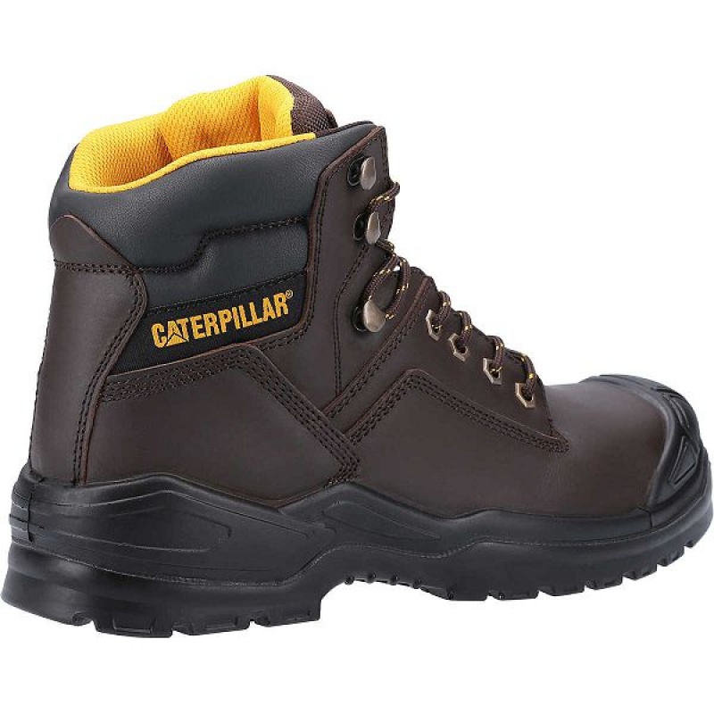 Men's Caterpillar Striver Bump Steel Toe S3 SRC Work Boots Brown | 506741-TMX