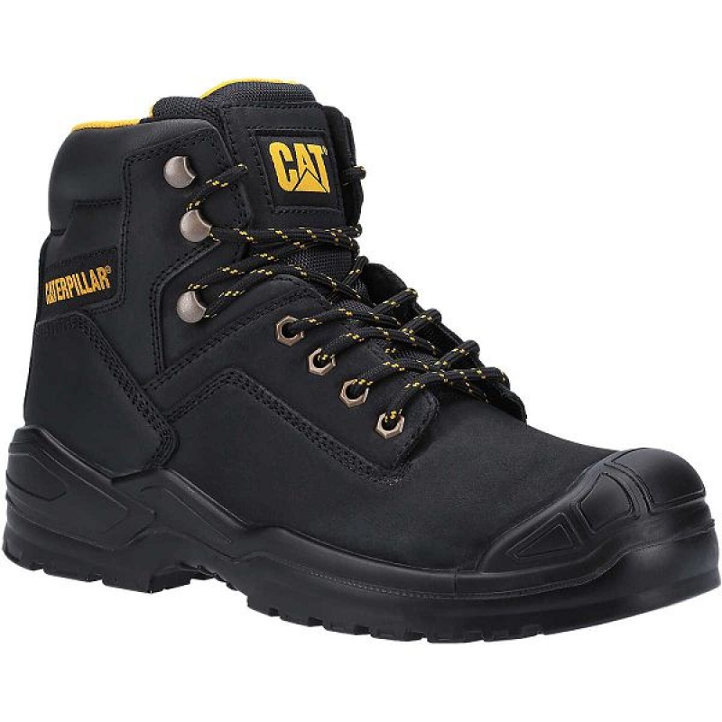 Men's Caterpillar Striver Bump Steel Toe S3 SRC Work Boots Black | 365470-FJY