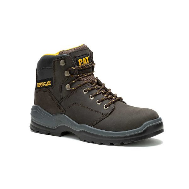 Men's Caterpillar Striver Steel Toe Work Boots Brown | 024913-LCV