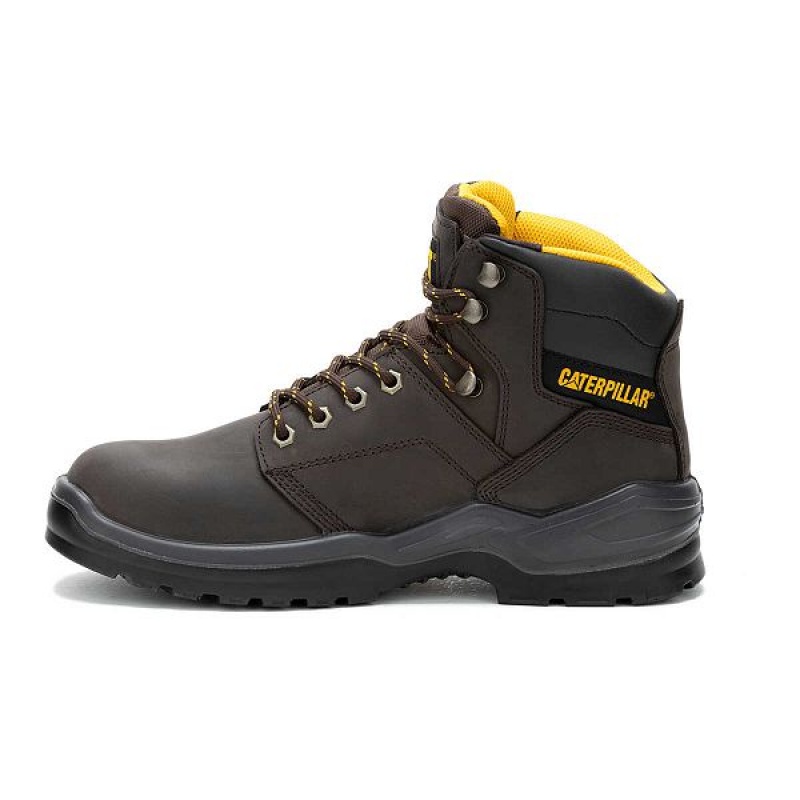 Men's Caterpillar Striver Waterproof Steel Toe Work Boots Brown | 149672-UDI