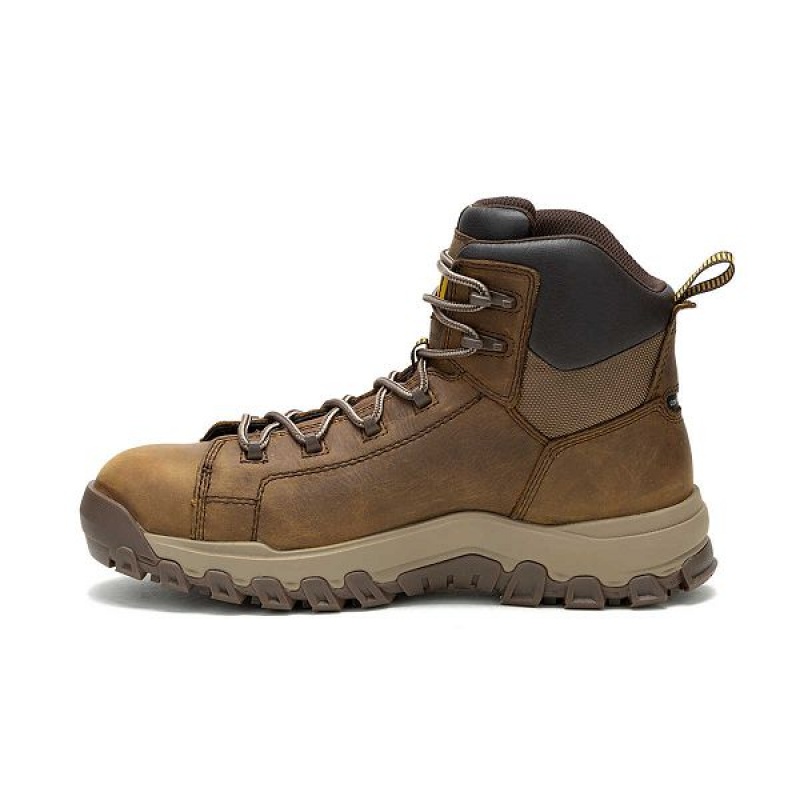 Men's Caterpillar Threshold Rebound Waterproof Composite Toe Work Boots Brown | 143709-EMN