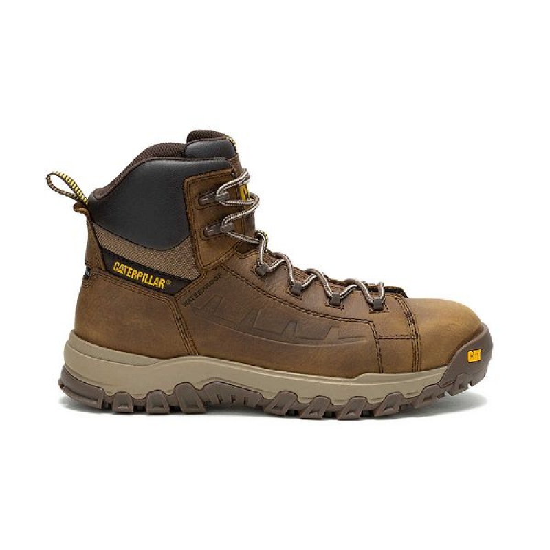 Men\'s Caterpillar Threshold Rebound Waterproof Composite Toe Work Boots Brown | 143709-EMN