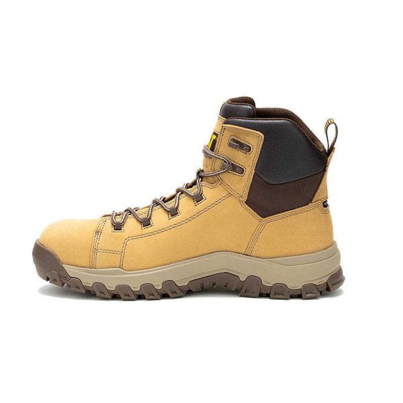 Men's Caterpillar Threshold Rebound Waterproof Composite Toe Work Boots Brown | 807941-JVG