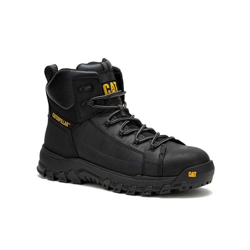 Men's Caterpillar Threshold Rebound Waterproof Composite Toe Work Boots Black | 530418-JNV