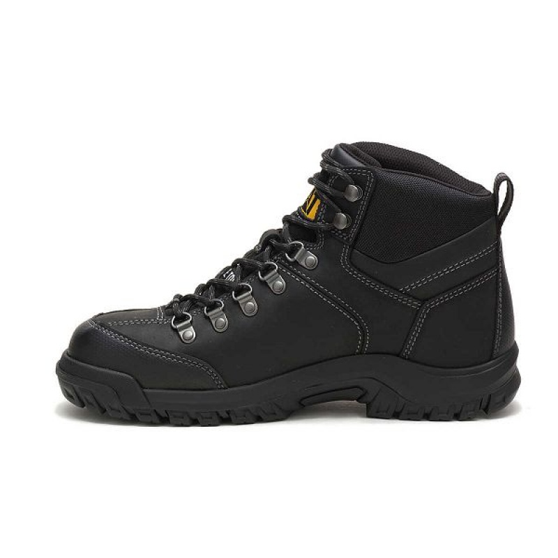 Men's Caterpillar Threshold Waterproof Steel Toe Work Boots Black | 905863-LVK