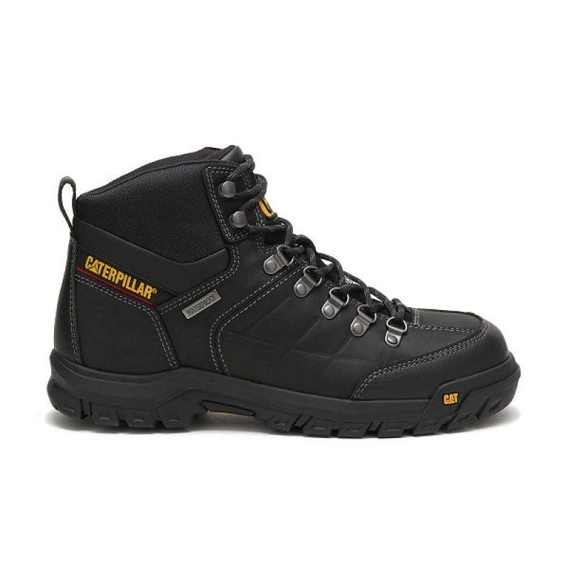 Men\'s Caterpillar Threshold Waterproof Steel Toe Work Boots Black | 905863-LVK