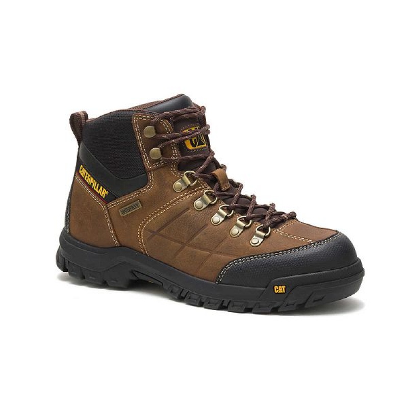 Men's Caterpillar Threshold Waterproof Work Boots Brown | 149253-YKT