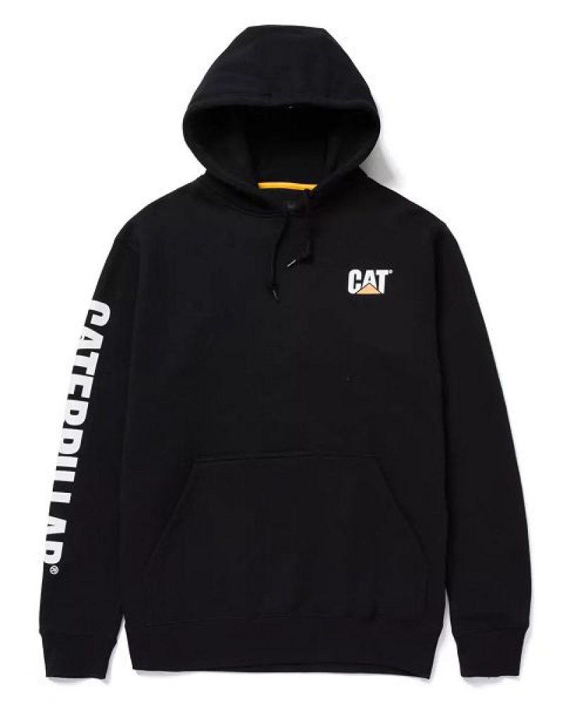 Men\'s Caterpillar Trademark Banner Hoodie Black | 201735-TVO