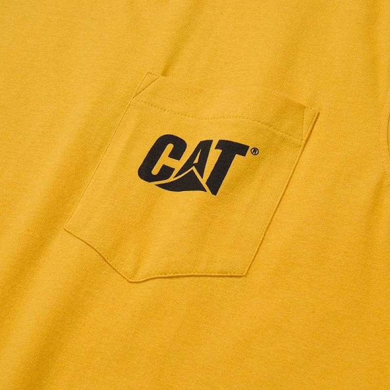 Men's Caterpillar Trademark Sleeveless Pocket Tee T-Shirt Yellow | 790426-HGP