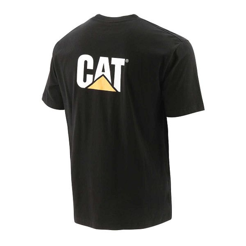 Men's Caterpillar Trademark Tee T-Shirt Black | 138672-PFK