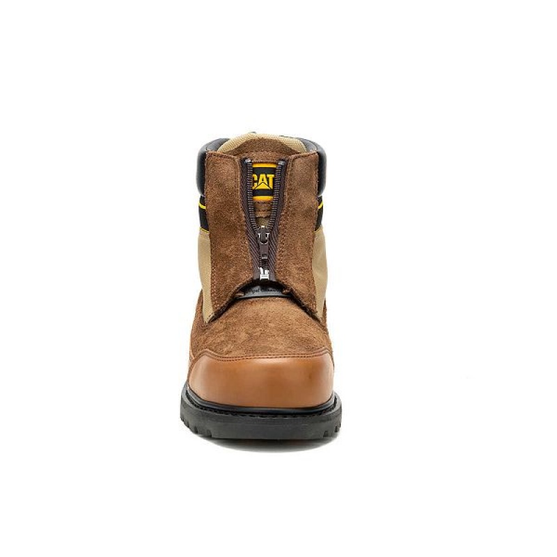 Men's Caterpillar Utah Zip Boots Brown | 673840-VMT