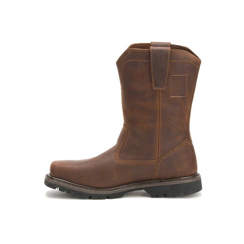 Men's Caterpillar Wellston Pull On Steel Toe Work Boots Dark / Brown | 459831-KFU