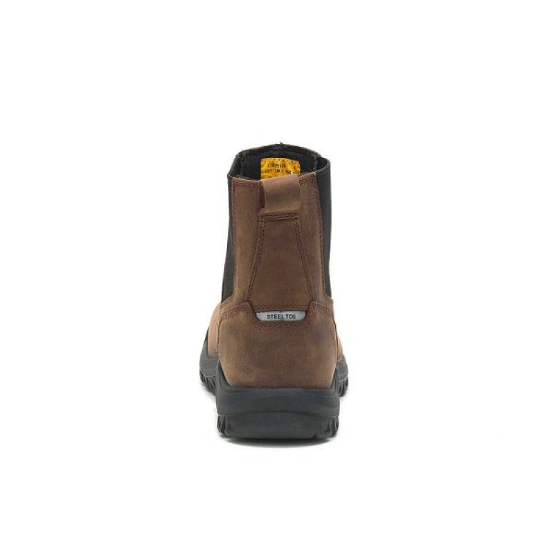 Men's Caterpillar Wheelbase Steel Toe Work Boots Brown | 671234-XKI