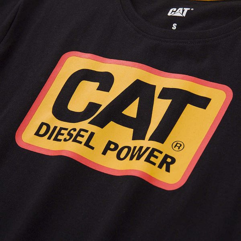 Women's Caterpillar Diesel Power Tee T-Shirt Black | 158739-TKC